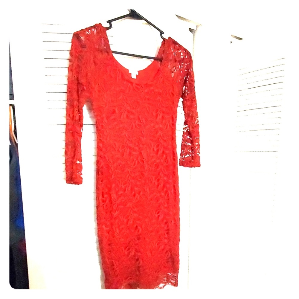 Red lace dress